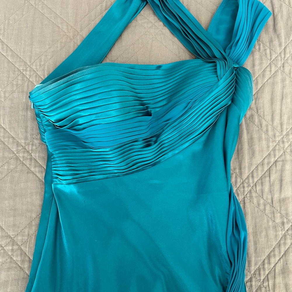Elegant Teal Pleated Dress